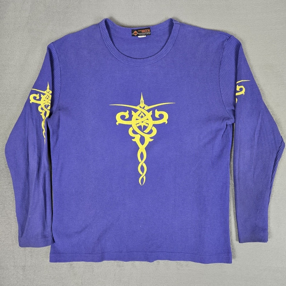 Vintage 90s Dangerous Willie Shirt Mens Large‎ Purple Thermal Long Sleeve Tribal